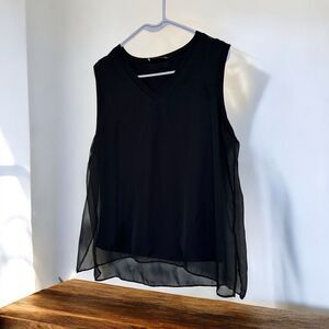 LOLA & SOPHIE Tank Womens Size L Sheer Black Blouse Career Goth Office Corporate